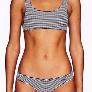 Triangl Valentine Black and White Striped Neoprene Bikini Bottom Size XL